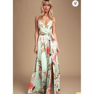 Sage Green Floral Maxi Dress